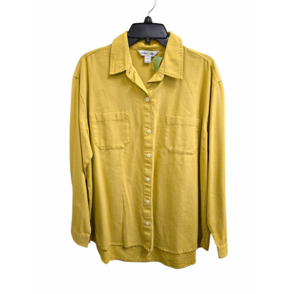 NWOT L mustard Old Navy Button-Up Shirt - Picture 1 of 1